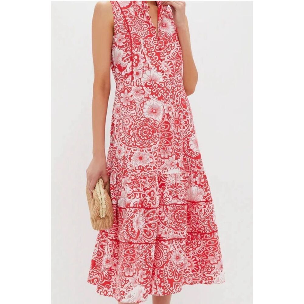 NWT Hyacinth House Sleeveless Red & White Floral Hillsborough Midi Dress, XS $18